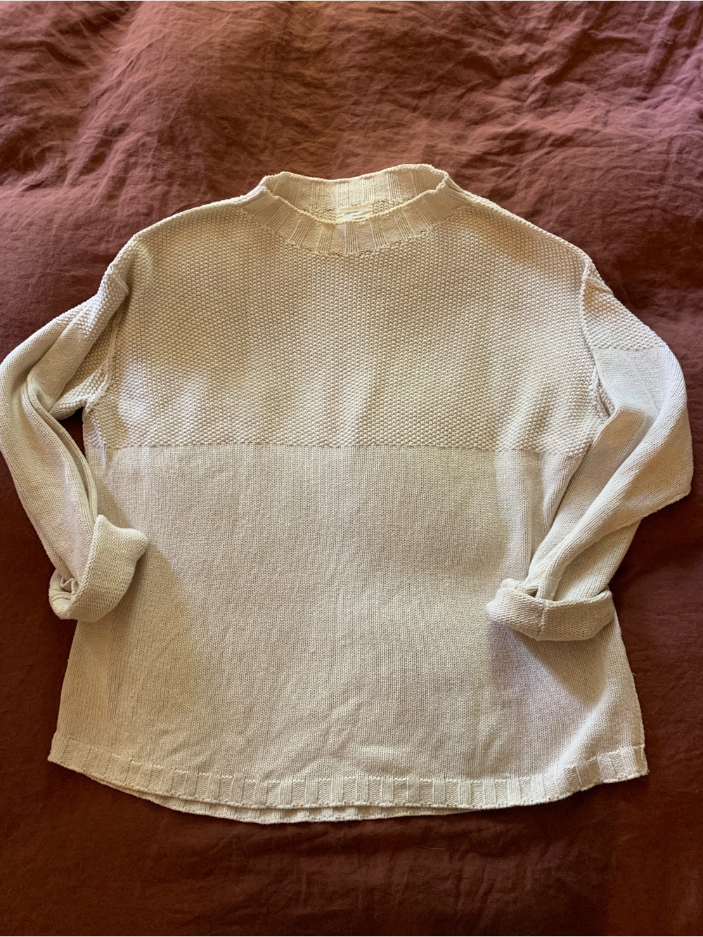 JAMES STREET CO Cotton Pullover size S Relaxed Cream Knit Crewneck Sweater